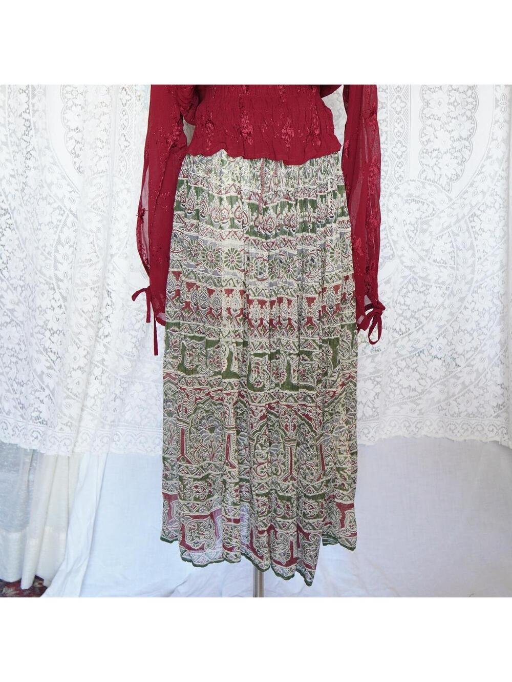 vintage 100% cotton maxi skirt boho whimsigoth